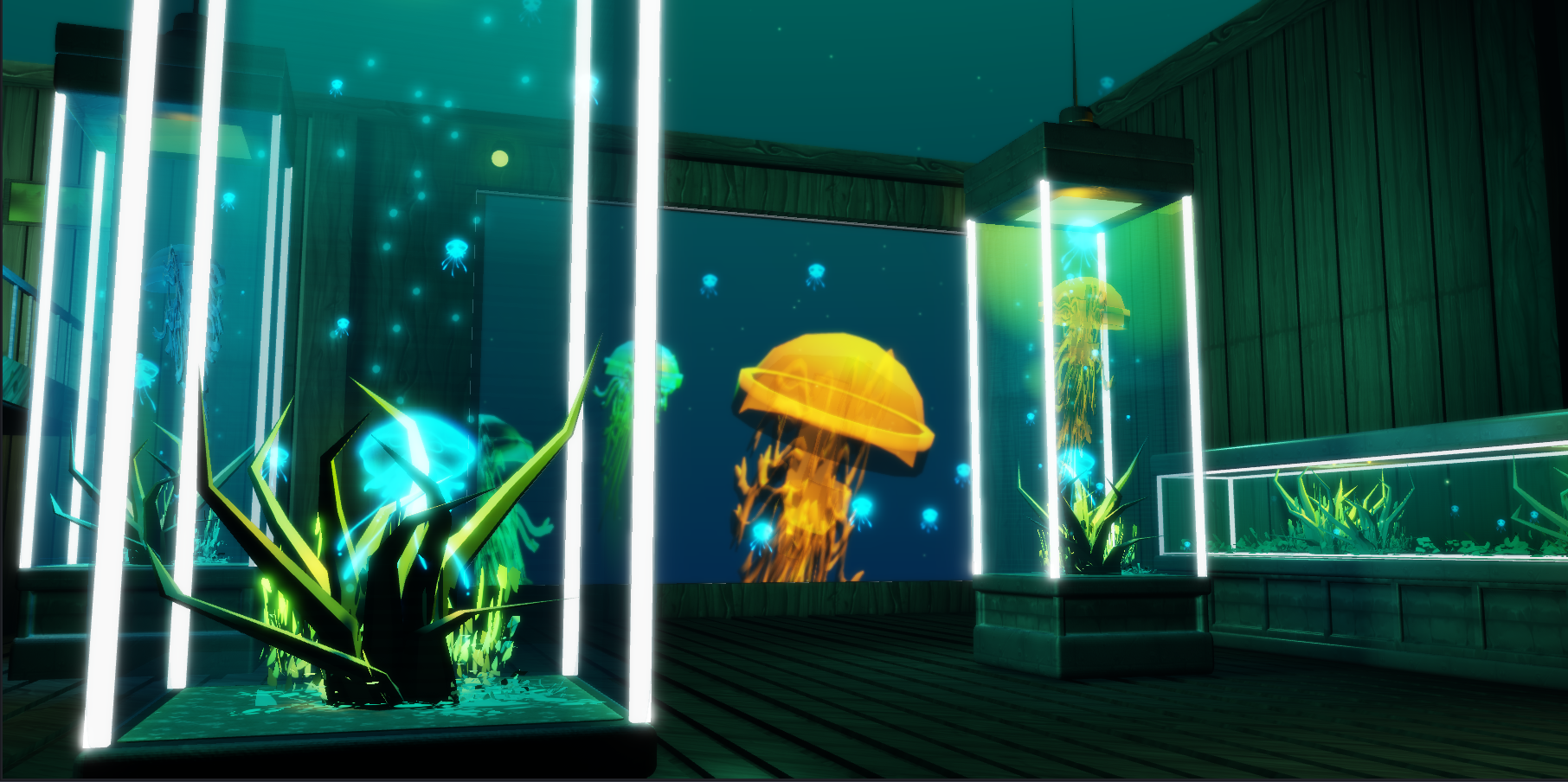 Bioluminescent aquatic exhibit