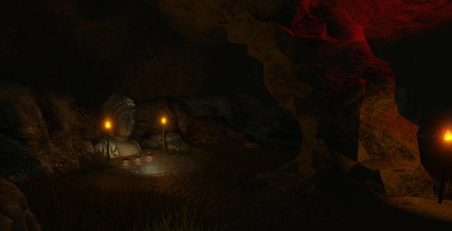 Dimly lit subterranean shrine